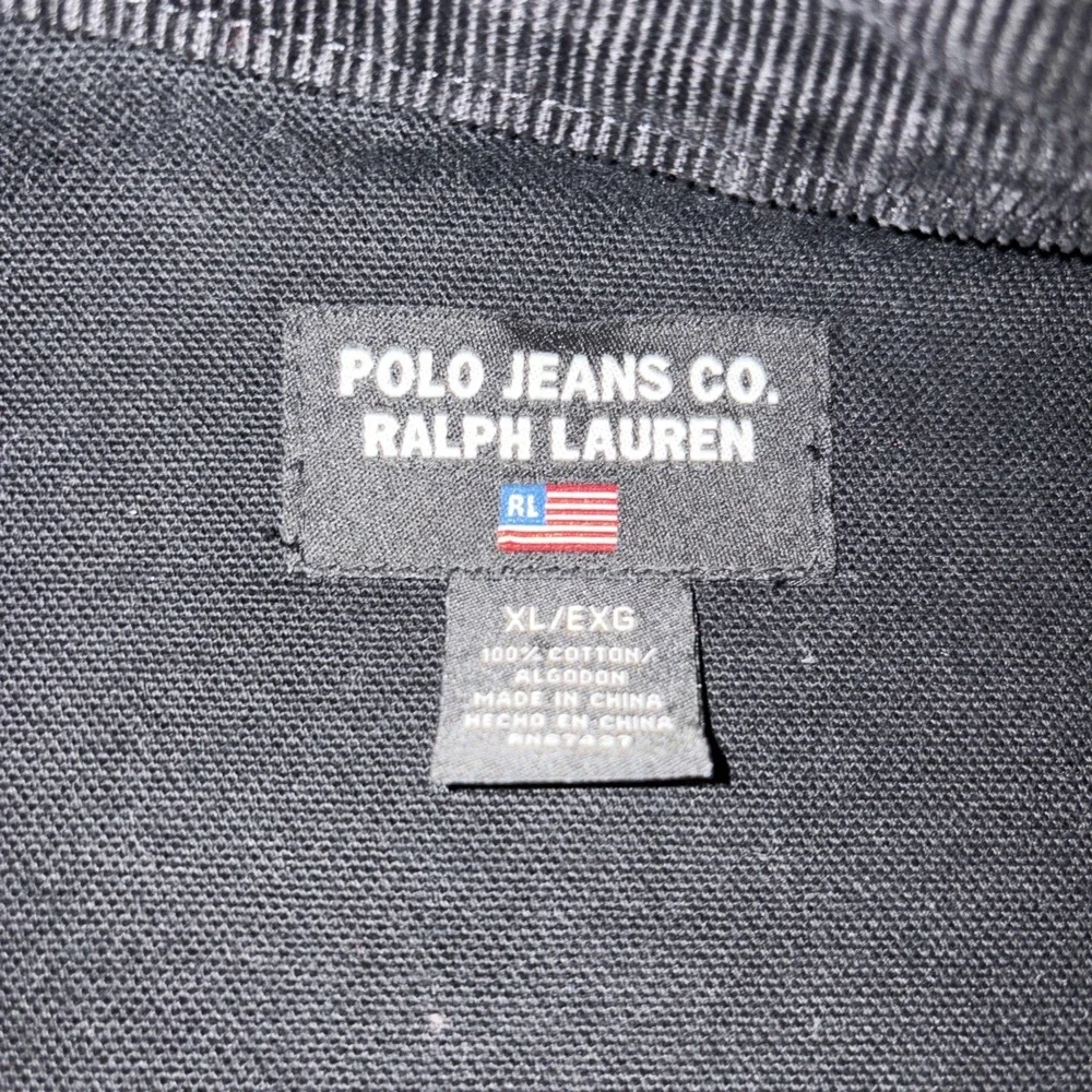 Vintage Polo Jeans Co Moto Racer Canvas Jacket Full Zip Men's XL Black